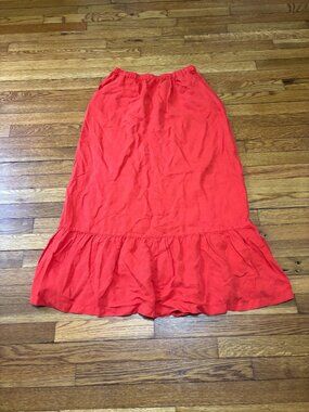 Calypso St Barth Maxi Skirt Womens M Orange Linen Blend Flare Elastic Waist